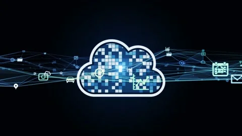 Cloud computing concept. Software as a Service. SaaS. Communication network. Stock Footage 131487908