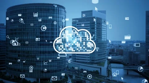 Cloud computing concept. Software as a Service. SaaS. Communication network. Stock Footage 134430862