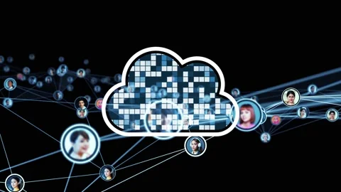 Cloud computing concept. Software as a Service. SaaS. Communication network. Cro Video stock 143460393