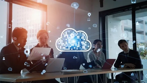 Cloud computing concept. Software as a Service. SaaS. Communication network. Stock Footage 159522403