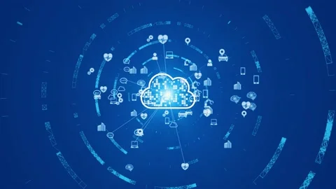 Cloud computing concept. Software as a Service. SaaS. Communication network. Stock Footage 162200133