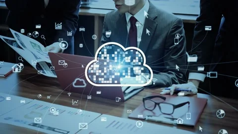 Cloud computing concept. Software as a Service. SaaS. Communication network. Stock Footage 164279970
