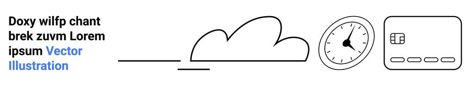 Cloud Computing Concept with Speedometer and Server Graphics in Line Art Styl Stock Illustration