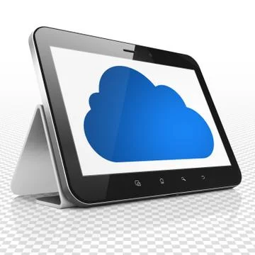 Cloud computing concept: Tablet Computer with Cloud on display Illustrazione stock