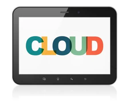 Cloud computing concept: Tablet Computer with Cloud on  display Stock Illustration