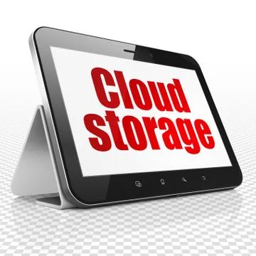 Cloud computing concept: Tablet Computer with Cloud Storage on display 스톡 일러스트