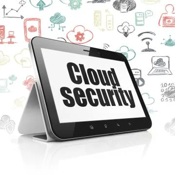 Cloud computing concept: Tablet Computer with Cloud Security on display Stock Illustration