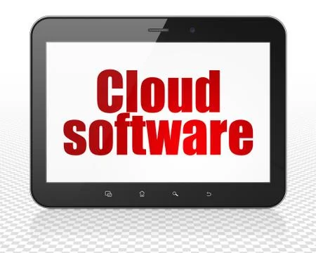 Cloud computing concept: Tablet Pc Computer with Cloud Software on display Stock Illustration