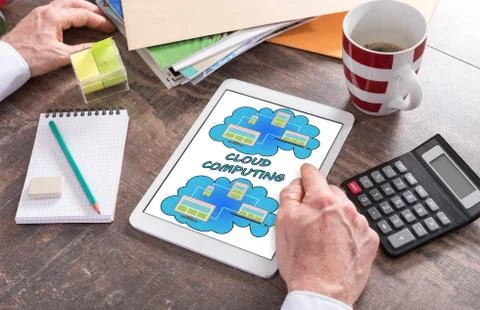 Cloud computing concept on a tablet 스톡 사진