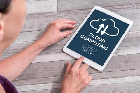 Cloud computing concept on a tablet Stock Photos