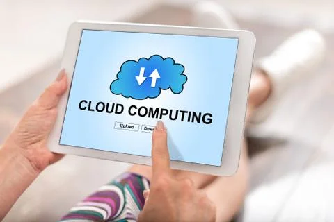Cloud computing concept on a tablet 스톡 사진