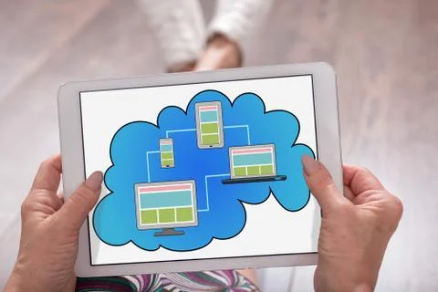 Cloud computing concept on a tablet Foto stock