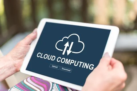 Cloud computing concept on a tablet Stockfoto's