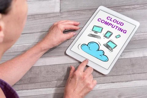 Cloud computing concept on a tablet 写真素材