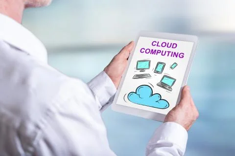 Cloud computing concept on a tablet Stock Photos