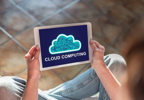 Cloud computing concept on a tablet Stock Photos