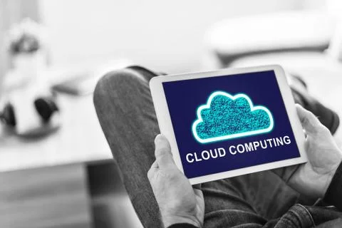 Cloud computing concept on a tablet 스톡 사진