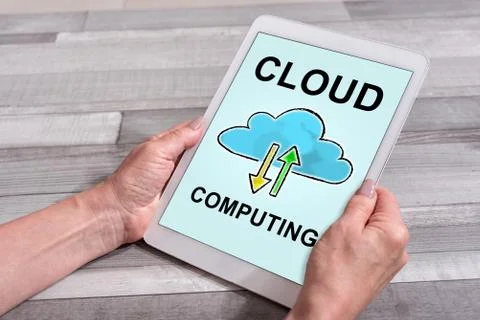 Cloud computing concept on a tablet 스톡 사진