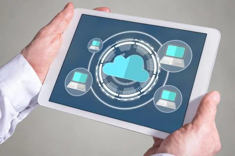 Cloud computing concept on a tablet Stock-Fotos