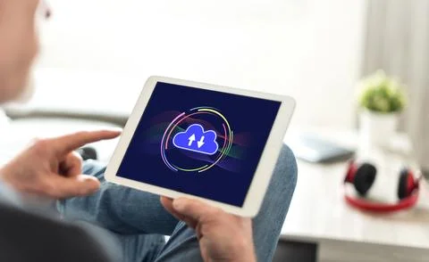 Cloud computing concept on a tablet Stock Photos