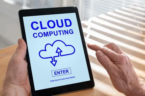 Cloud computing concept on a tablet Stock Photos