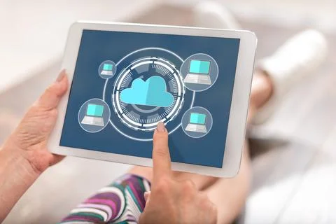 Cloud computing concept on a tablet 库存照片