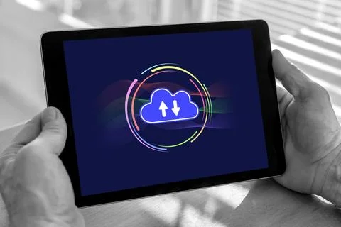 Cloud computing concept on a tablet Foto stock