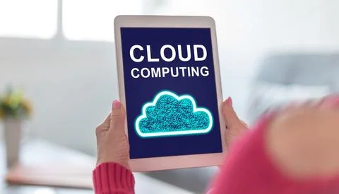 Cloud computing concept on a tablet Stock Photos