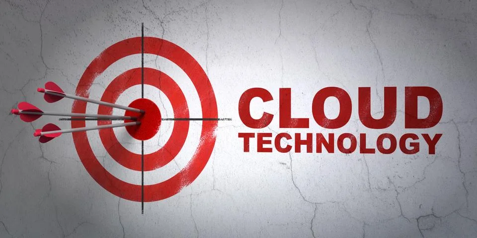 Cloud computing concept: target and Cloud Technology on wall background イラスト素材