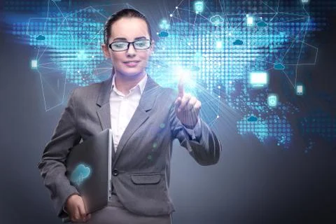 Cloud computing concept in technology collage Stock Photos