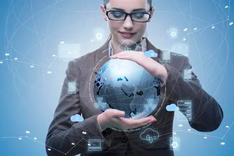 Cloud computing concept in technology collage Stock Photos