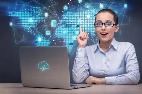 Cloud computing concept in technology collage Stock Photos