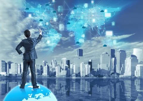 Cloud computing concept in technology collage Stock Photos
