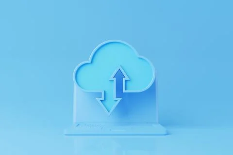 Cloud computing concept. Technology data center on cloud service. 3d renderin Stock Photos
