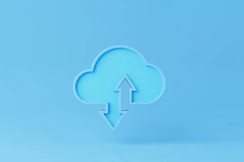 Cloud computing concept. Technology data center on cloud service. 3d renderin Stock Photos