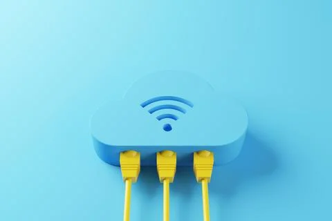 Cloud computing concept. Technology data center on cloud service. 3d renderin Stock Photos