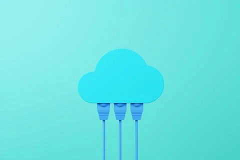 Cloud computing concept. Technology data center on cloud service. 3d renderin Stock Photos