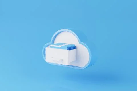 Cloud computing concept. Technology data center on cloud service. 3d renderin Stock Photos