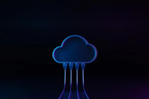 Cloud computing concept. Technology data center on cloud service. 3d renderin Stock Photos