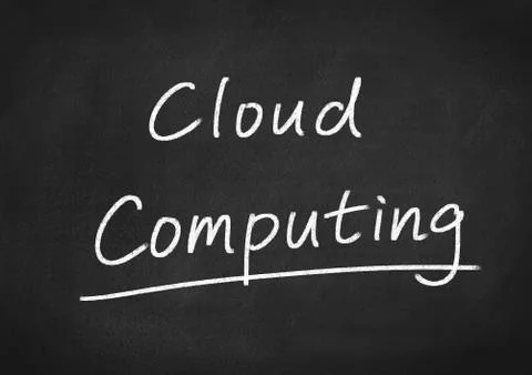 Cloud computing concept text on blackboard background Illustrazione stock