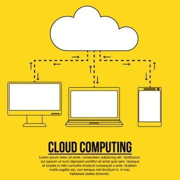 Cloud computing concept thin line style illustration Stock Illustration