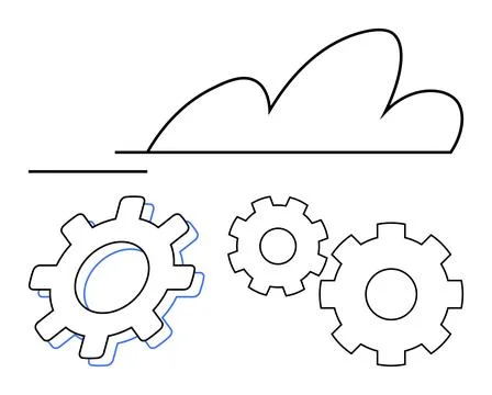 Cloud computing concept with three gears Stock Illustration