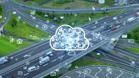 Cloud computing concept. Transportation and technology. Stock Footage 130299892