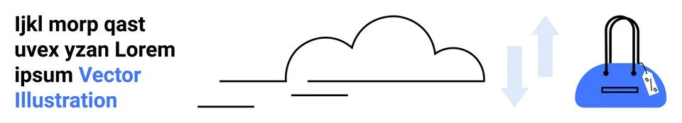 Cloud computing concept with upload and download arrows alongside a blue su.. イラスト素材