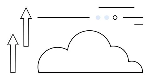 Cloud computing concept with upward arrows and cloud symbol representing da.. Illustrazione stock