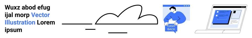 Cloud Computing Concept with User and Laptop Graphic イラスト素材