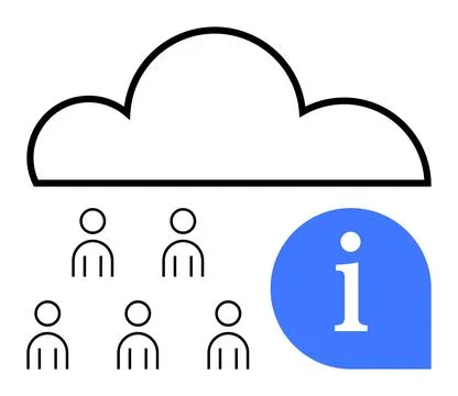 Cloud Computing Concept with User Icons and Information Symbol for Digital .. 库存插图