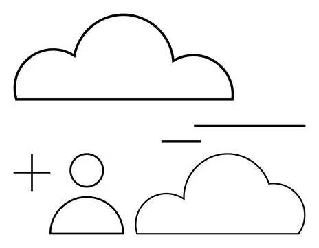Cloud Computing Concept with User Profile and Plus Sign for Online Collaboration Stock Illustration