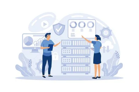 Cloud computing Concept for web page, banner, presentation, social media, d.. Stock Illustration