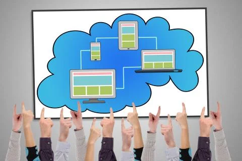 Cloud computing concept on a whiteboard Foto stock